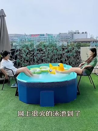 #免充气游泳池#儿童游泳池#户外家用折叠游泳池#家庭夹网支架水池#儿童游泳