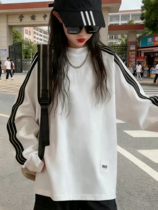 儿童纯棉白色上衣女大童款,2025秋装新款长袖T恤,软糯透气,打底外穿都洋气#女童穿搭 #高品质童装 #春秋穿搭 #柔软舒适