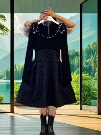 #秋季拼接气质连衣裙#美美的裙子 #洋气穿搭 #优雅气质 #减龄气质