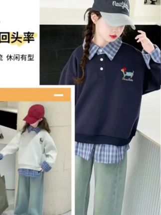女童卫衣新款洋气儿童运动牛仔裤#小个子穿搭 #穿搭 #高品质童装 #韩系穿搭 #每日分享