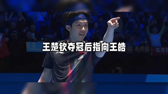 王楚钦夺冠后为何指向王皓#dou上热门 #王皓#王楚钦#师徒#国乒 #王楚钦