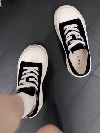 啄木鸟厚底帆布鞋女新款夏季丑萌增高6CM小个子板鞋运动鞋女