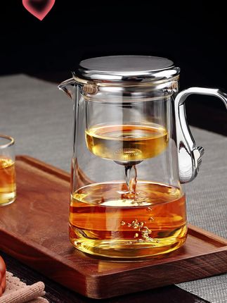#高档玻璃泡茶杯 #优雅气质 #泡茶神器 #人生感悟 #飘逸杯 合金把磁吸飘逸杯泡茶壶