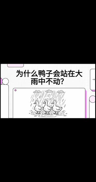 🌧️ 鸭子:站雨里才是最安全的!🤯
谁懂啊!以前总觉得鸭子在大雨里不动是傻fufu在淋雨,结果真相居然是——这是顶级生存智慧!🐣
- 水里的鳄鱼、狗鱼根本不怕雨,待水里反而更危险
- 雨天的开阔平地,鹰隼不飞,狐狼猫狗也懒得出来搞偷袭
- 山洞、密林这些“躲雨圣地”,反而会因为动物扎堆变成猎食者的黄金猎场
所以鸭子们表面摆烂淋雨,实则在精准避险!这波是“我淋的不是雨,是保命玄学”啊😂
#冷知识 #动物迷惑行为 #鸭子的生存智慧 #科普冷知识 #有趣的动物