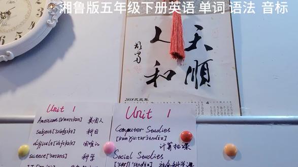 湘鲁版五年级下册英语 单词 语法 音标