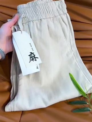 纯棉阔腿裤女2025年夏季宽松薄款时尚百搭棉..棉麻直筒休闲长裤