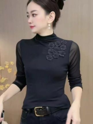 【25818】新品啤酒堆堆领设计感时尚百搭长袖显瘦上衣#户外#露营