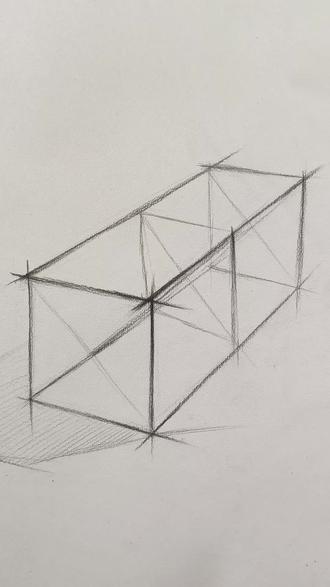 长方体结构素描 三点透视长方体结构素描 倒着的长方体怎么画