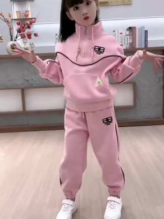 #我要上热门🔥 女童春秋新款套装女孩休闲洋气套装中大童网红时尚韩版运动套装#女童穿搭 #女童春秋套装 #女童套装