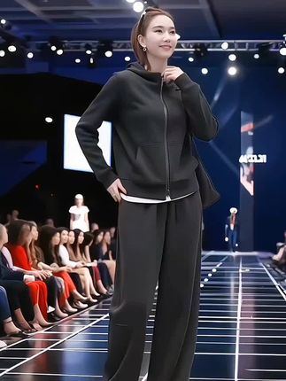 秋冬季新款慵懒风休闲运动套装女秋冬加绒加厚老钱风松弛感贵气女装#时尚女装洋气减龄###被秋日氛围感穿搭拿捏了