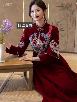 红色新娘敬酒服2025新款中式秀禾高端刺绣#2025秋冬新款敬酒服#秋冬敬酒服#孕妇遮肚子敬酒服 #冬季新款