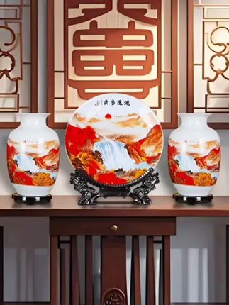新中式鸿运当头陶瓷套装新房家居客厅酒柜办公室装饰品#摆件#鸿运当头#中式摆件#乔迁新居#家居饰品