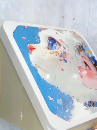 浴室里安一个这样的挂画收纳柜,不仅洗澡的时候可以放换洗的衣服,不用的时候还是一个挂画,真的太实用了 #壁画收纳柜 #浴室折叠收纳柜 #美观实用