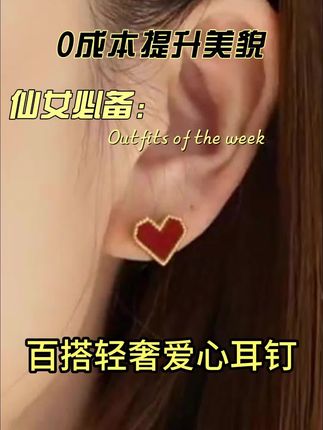 钛钢亚克力耳饰 轻奢爱心耳钉2024新款桃心小众耳环女养耳洞#爱心耳钉 #百搭耳钉 #气质耳钉 #高级感耳环耳钉推荐 #精美耳饰