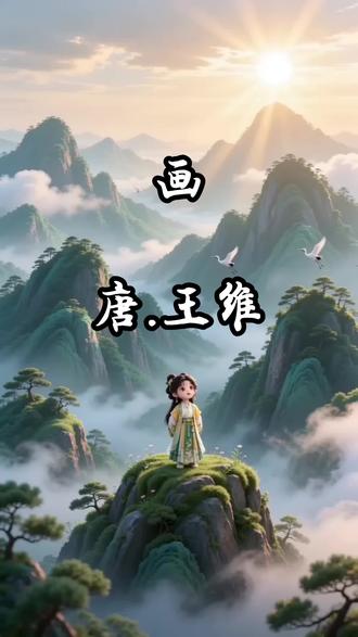 画❤️ 今天我们来学习王维的《画》远看山有色,近听水无声 #古诗词#学古诗#幼儿启蒙教育#唐诗三百首