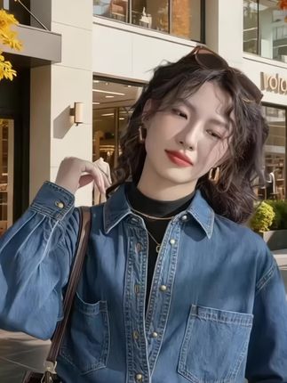 新款百搭牛仔衬衫女时尚外套简约通勤衬衣显瘦长袖休闲宽松设计感#秋季穿搭 #显瘦穿搭 #叠穿神器