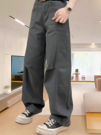 2025春夏爆款弯刀薄款显瘦裤窄版阔腿裤女款大码微胖mm显瘦裤子#显高显瘦显腿长 #休闲裤 #百搭裤子 #窄版阔腿裤