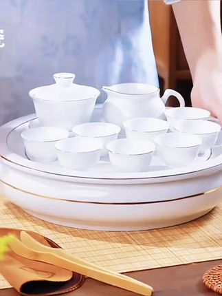 高温烧制潮汕工夫茶具套装陶瓷中式茶盘盖碗公道杯茶杯整套泡茶#茶具好物 #茶艺器具 #召唤茶友 #功夫茶 #茶文化