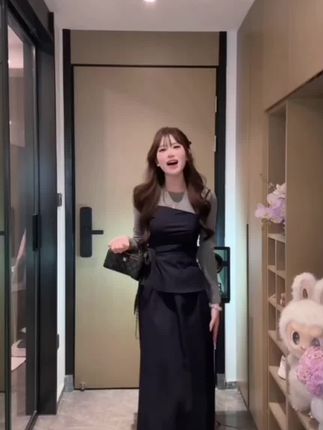 【三件套】秋季慵懒感宽松简约上衣~精致吊带~半身裙套装女3404#甜美穿搭