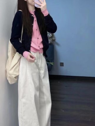 秋装女装高级感炸街洋气网红两件套气质假两件针织衫白色裤子套装