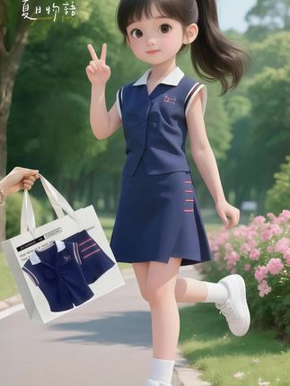 2025新款女童时尚休闲运动修身显瘦气质无袖单排扣学院风两件套潮#女童两件套 #女童套装