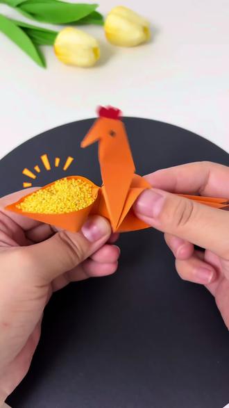 折一只会啄米的小鸡#玩具 #宝宝玩具 #手工折纸