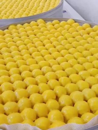金黄饱满的东北粘豆包,承载着家乡的味道与温暖❤️。每一口都是满满的幸福感~#东北美食 #粘豆包