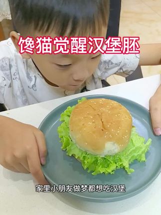 #馋猫觉醒 #馋猫觉醒汉堡胚 #汉堡胚 现烤现发 0反式脂肪酸 早餐只需要几分钟 给孩子做个汉堡加一杯牛奶 营养又健康#早餐吃什么 #强烈推荐