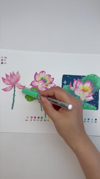 新手小白必看!画荷花竟然如此简单! 🖊️:泰驰漫洛pro
#丙烯马克笔 #零基础学画画 #简笔画 #荷花绘画 #丙烯马克笔入门