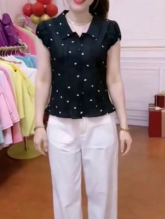 AML5 爱心蝴蝶时尚印花2025夏装甜美百搭遮肚显瘦夏季减龄衬衫女#女装 #百搭衬衫 #时尚穿搭#穿搭分享 #谁穿谁好看 #穿出自己的风格