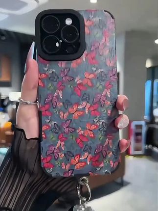 彩色蝴蝶适用苹果15华为vivo/oppo小米iphone16pro瞳眼羊皮手机壳#高端大气上档次#轻奢手机壳#高颜值#仙女必备#同款手机壳