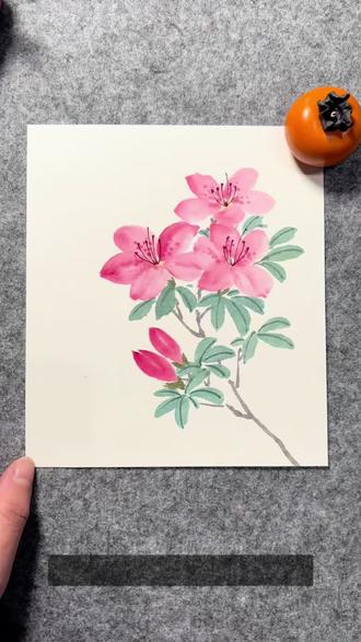 零基础入门国画杜鹃花##上热门话题国画#宅家的日常 #跟着抖音学画画 #零基础国画 #绘画教程