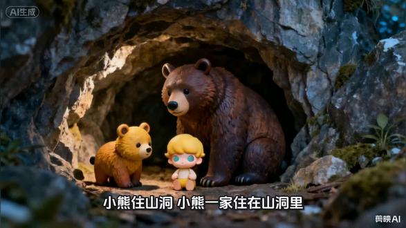 孩子识字,预习课文的好帮手。一项语文园地八,和大人一起读《小熊住山洞》带字幕。