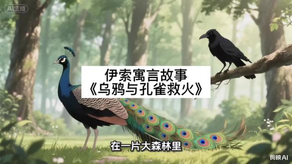 第121集|寓言故事《乌鸦与孔雀救火》 ,外表的美会随时间褪去,而善良、勇敢、乐于助人的心,才会永远闪光。#睡前故事#早教故事#小故事大道理#儿童故事