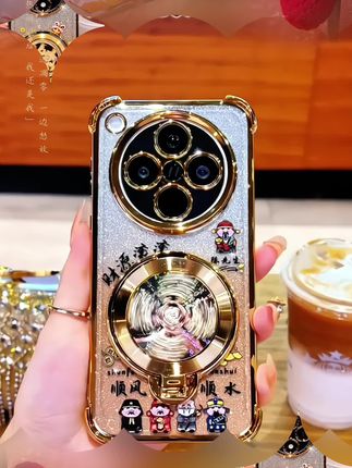 金色细闪陀螺支架手机壳#oppo #手机壳 #oppofindx8手机壳 #oppofindx8ultra手机壳 #支架手机壳