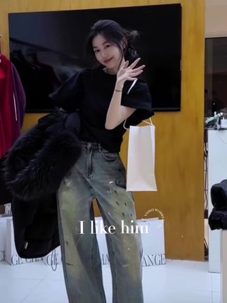 pinkmoon韩系百搭宽松纯棉黑色短袖T恤女松弛感慵懒圆领半袖上衣
