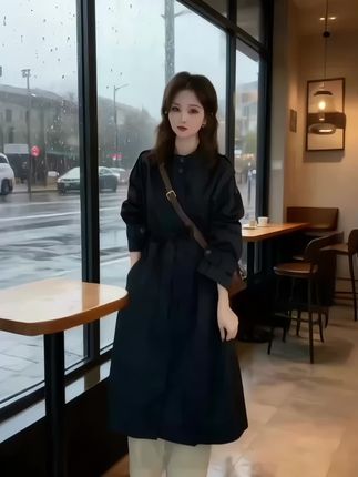 2025年风衣外套秋季宽松气质长款风衣上衣#高端简约大气 #风衣 #长款风衣 #气质穿搭 #外套