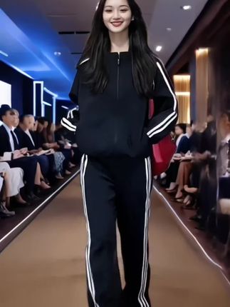 时尚运动套装女2025年春秋新款韩版宽松连帽卫衣三条杠裤子两件套#洋气减龄#时尚百搭#简单大方时尚款#面料柔软舒适#谁穿谁好看@巨量千川 @抖音热点