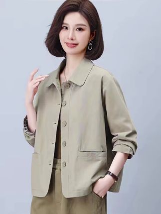 中秋 休闲外套女春秋2025新款爆款小个子洋气短款中年妈妈初春大码外套