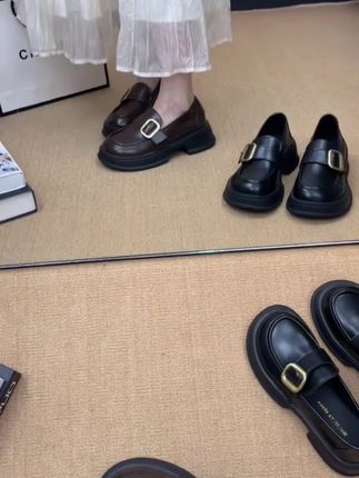 厚底英伦风小皮鞋女2025春秋新款一脚蹬黑色jk单鞋爆款豆豆乐福鞋#好鞋推荐 #百搭鞋子 #时尚美鞋 #女鞋推荐 #女鞋穿搭