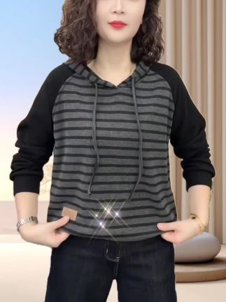 秋新款时尚洋气气质休闲百搭连帽女士卫衣