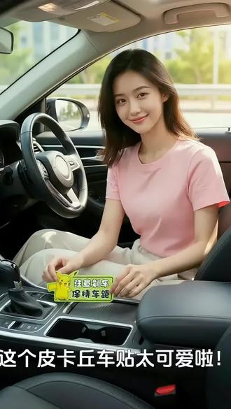 我的天!皮卡丘车贴磁吸不粘胶,反光超安全!#女生爱车必备#实习车贴 #汽车车贴