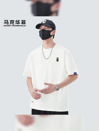 MARK FAIRWHALE/马克华菲夏季潮刺绣简约男士短袖凉感圆领半袖T恤#短袖#短袖t恤 #短信推荐#T恤#圆领短袖