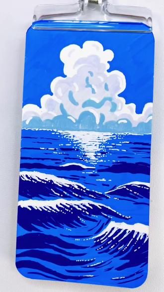 第27幅翻翻乐,波光粼粼的海浪#跟着抖音学画画 #丙烯马克笔 #零基础学画画 #创作者扶持计划 #绘画过程