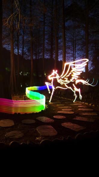 用手电筒画一匹飞马全过程,马年马到成功、一路长虹!#光绘摄影 #艺术