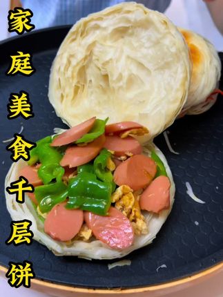 我们家经常回购他家的#老潼关千层饼 做法简单,外酥里嫩又好吃#美食