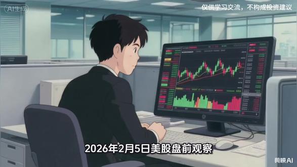 2026.2.5盘前观察。#美股 #科技 #Ai #黄金#比特币 #新闻