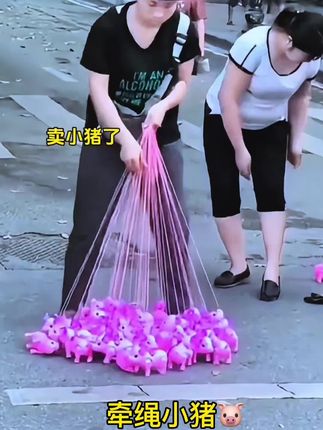 牵着我的小猪出来遛弯了,走到哪里都是显眼包,好有趣 #自己玩的不亦乐乎 #纤绳发光小猪 #可以牵着走的玩具