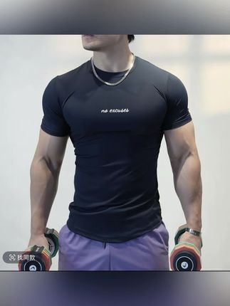 夏季冰丝速干短袖健身服男跑步马拉松修身高弹吸汗透气运动教练服#运动短袖 #健身穿搭 #速干短袖 #夏季短袖 #面料柔软舒适