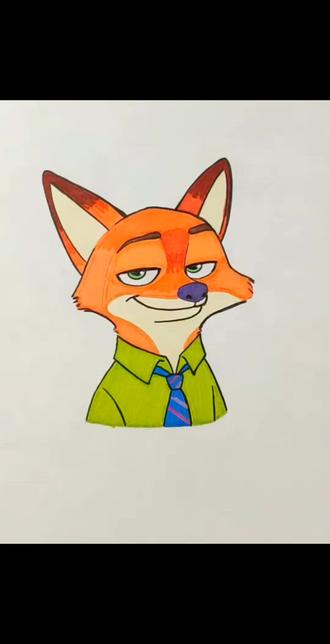 #真实生活分享计划简单又好看的动漫角色#跟着抖音学画画#零基础学画画 #教你学画画#马克笔绘画#绘画教程#尼克狐 #疯狂动物城